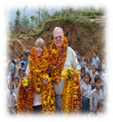 Prof. Chris & Dot O'Brien - being welcomed at the school